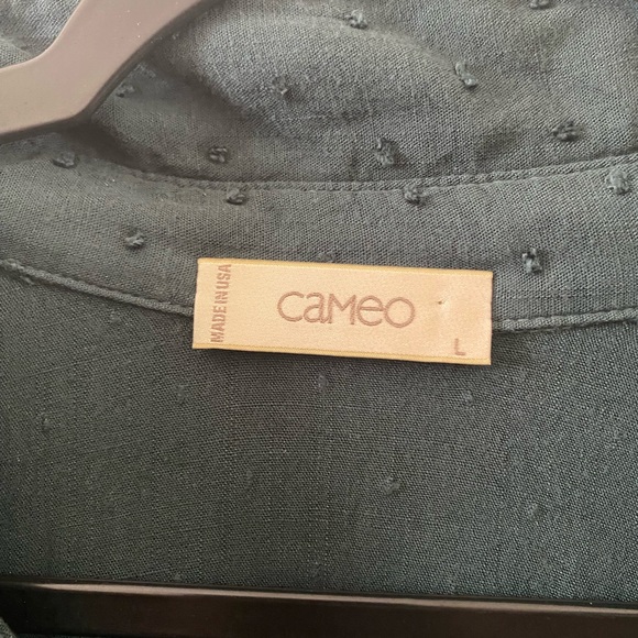 Forest Green Clip Dot Pattern Button Down Longsleeve Shirt Top Blouse - Picture 4 of 7